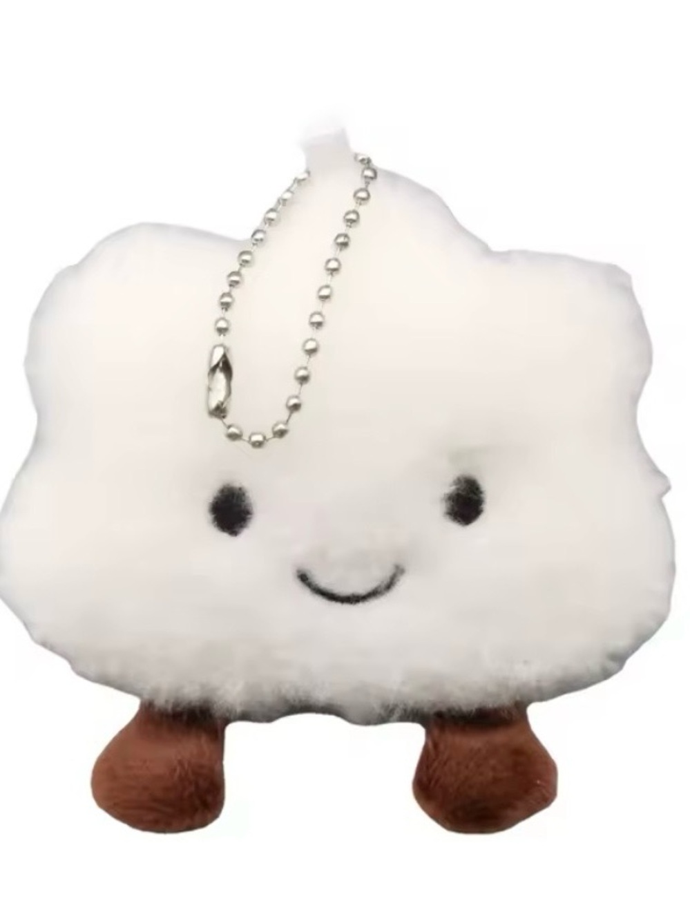 Plush Cloud Keychain - White with Brown Feet